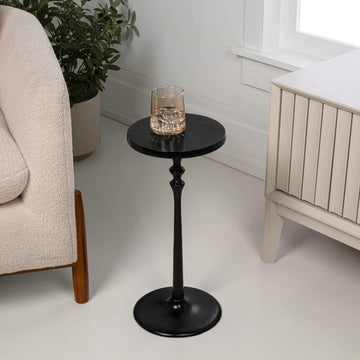 Lulu 19.5" Art Deco Classic Pedestal Round Metal Drink Table and Decorative End Table
